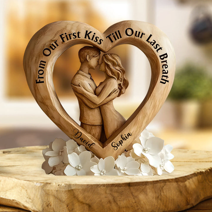 From Our First Kiss Till Our Last Breath - Personalized Couple Custom Shaped Acrylic Plaque
