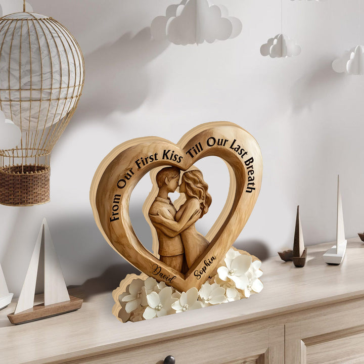 From Our First Kiss Till Our Last Breath - Personalized Couple Custom Shaped Acrylic Plaque