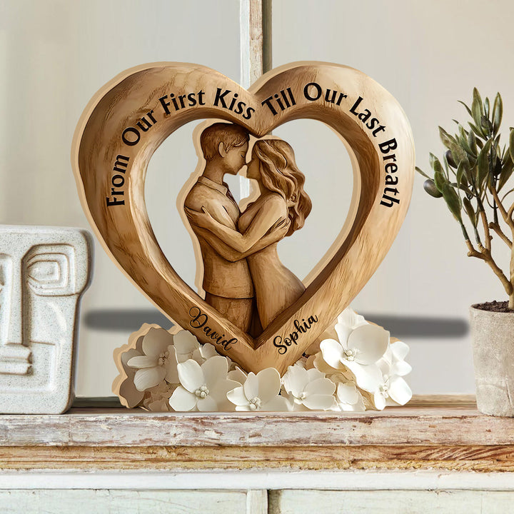 From Our First Kiss Till Our Last Breath - Personalized Couple Custom Shaped Acrylic Plaque