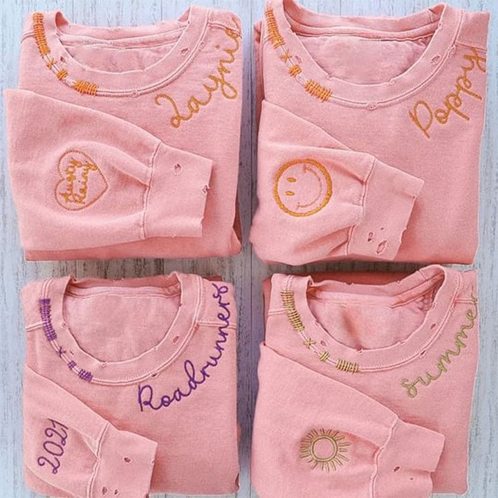 Time Sculptor - Custom Embroidered Hand Distressed Crew Neck Sweatshirt