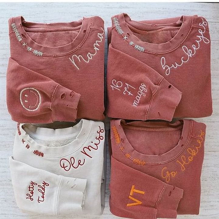 Time Sculptor - Custom Embroidered Hand Distressed Crew Neck Sweatshirt