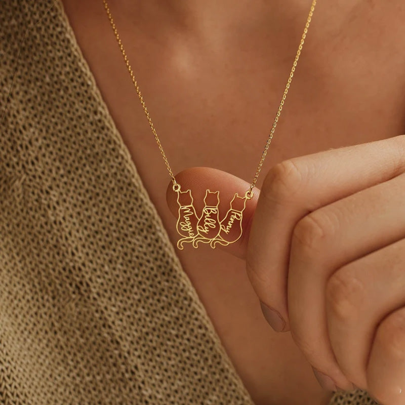 Personalized Cat Name Necklace - Surprise Gift for Cat Lovers