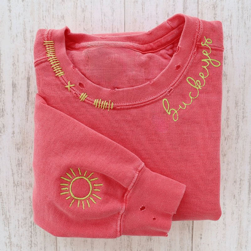 Time Sculptor - Custom Embroidered Hand Distressed Crew Neck Sweatshirt
