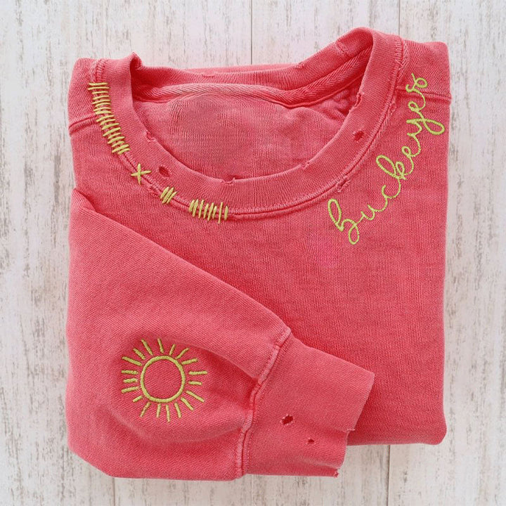 Time Sculptor - Custom Embroidered Hand Distressed Crew Neck Sweatshirt