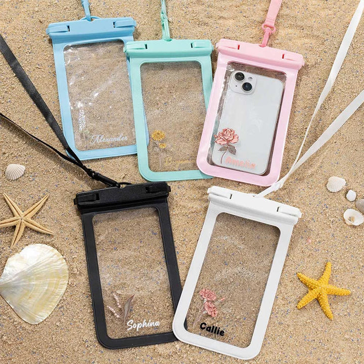 Personalized Birth Flower Waterproof Sealing Phone Pouch