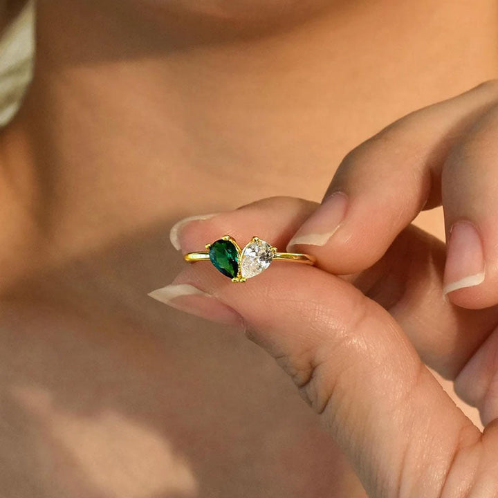 Custom Heart Birthstone Ring