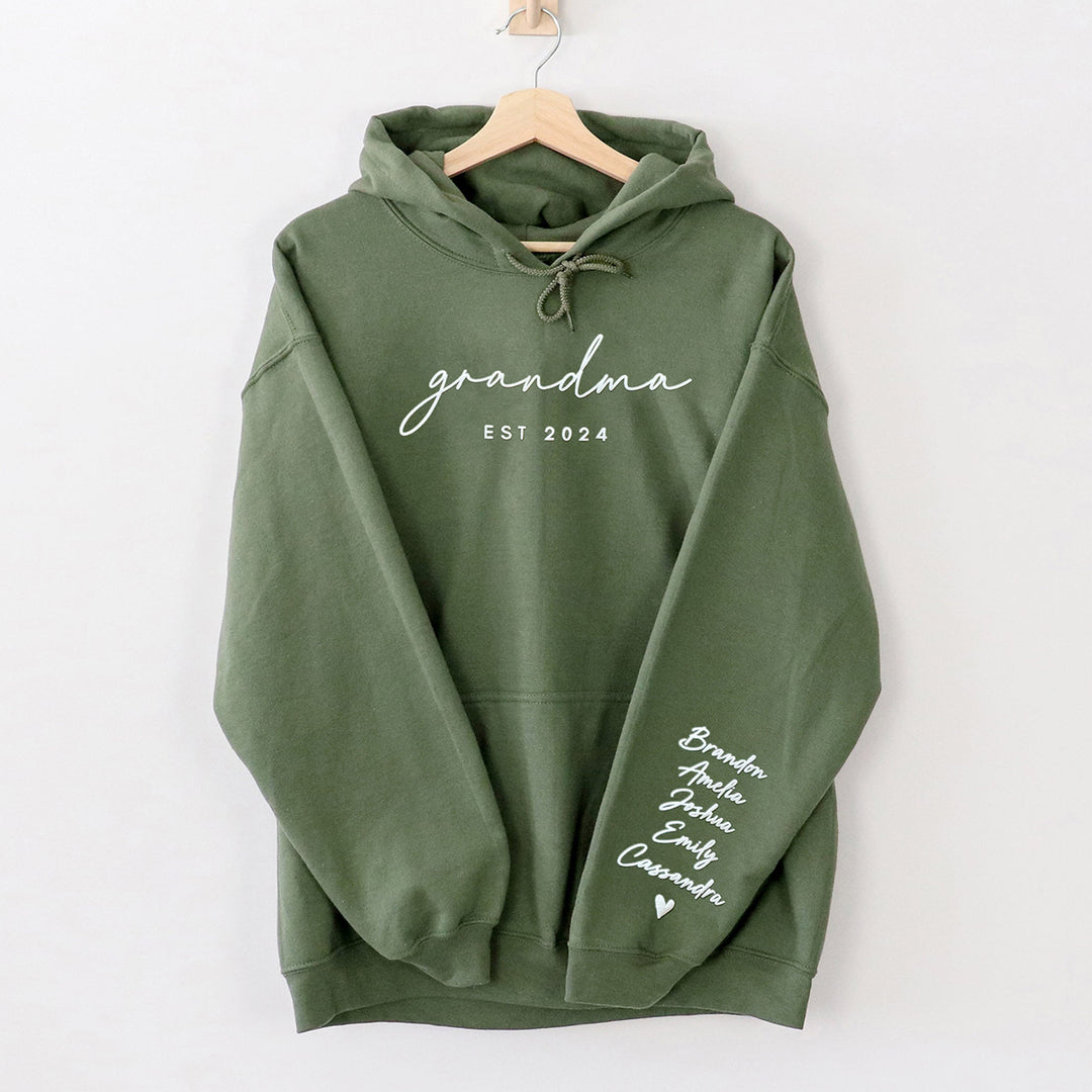 Custom Puff Print Sweatshirt Est Year with Kids Names on Sleeve