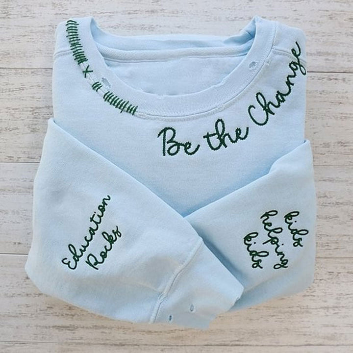 Time Sculptor - Custom Embroidered Hand Distressed Crew Neck Sweatshirt