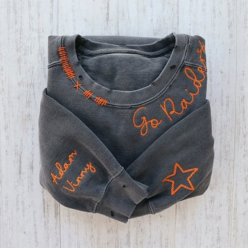 Time Sculptor - Custom Embroidered Hand Distressed Crew Neck Sweatshirt