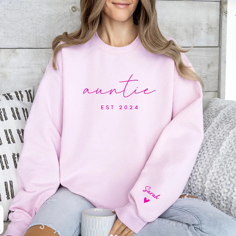 Custom Puff Print Sweatshirt Est Year with Kids Names on Sleeve