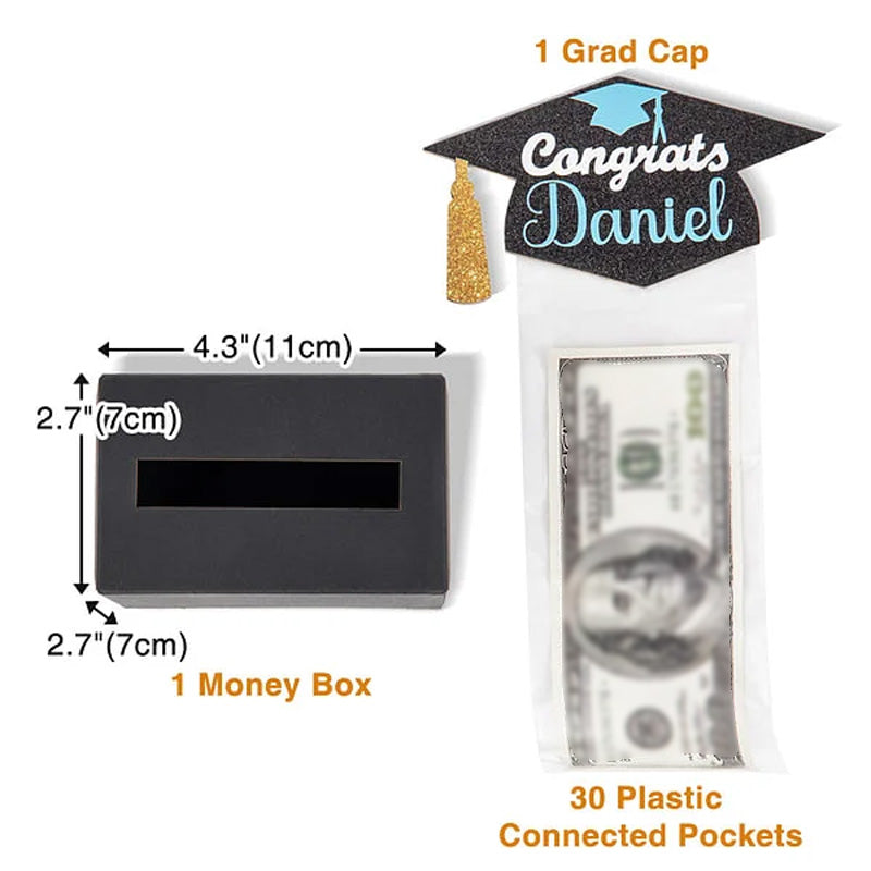 Personalized Glitter Graduation Cap Pull Out Money Gift Box Money Holder