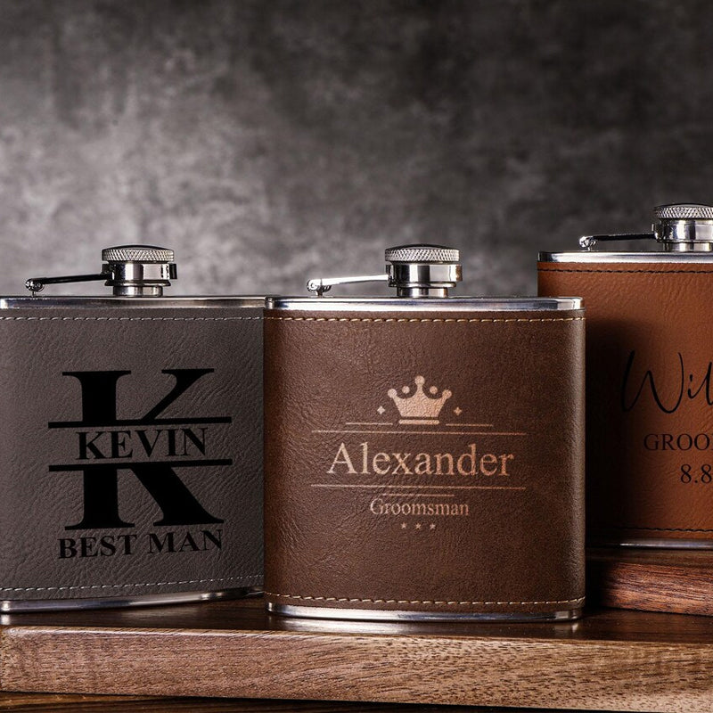 Custom Men's Leather Hip Flask