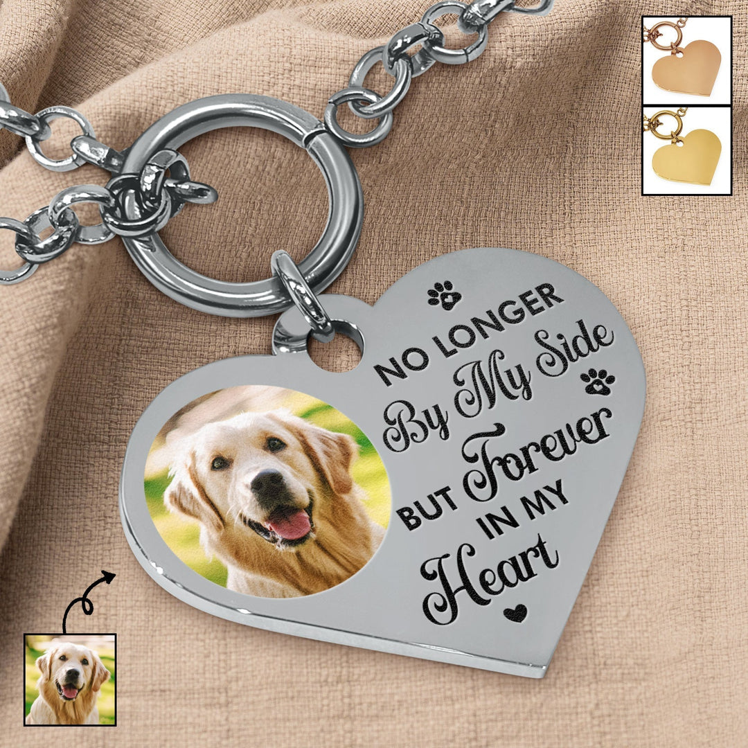 Benutzerdefiniertes Foto für immer in meinem Herzen - Erinnerungsgeschenk für Hundeliebhaber, Katzenliebhaber - personalisiertes Herzarmband