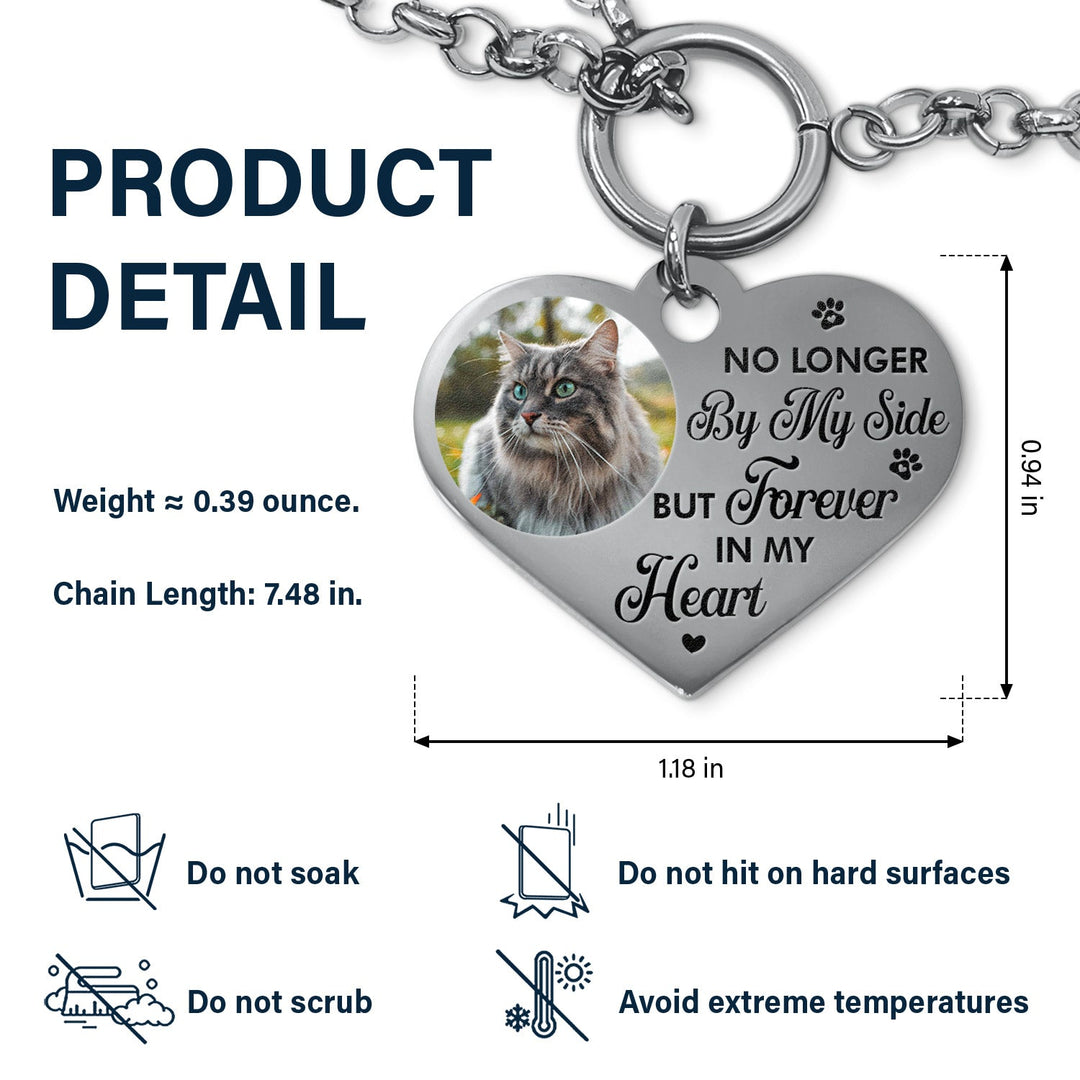 Benutzerdefiniertes Foto für immer in meinem Herzen - Erinnerungsgeschenk für Hundeliebhaber, Katzenliebhaber - personalisiertes Herzarmband