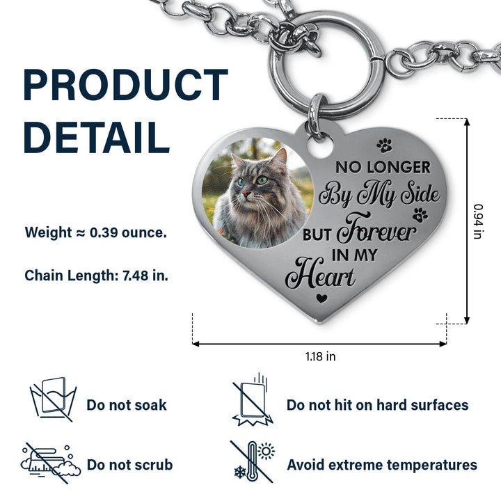 Benutzerdefiniertes Foto für immer in meinem Herzen - Erinnerungsgeschenk für Hundeliebhaber, Katzenliebhaber - personalisiertes Herzarmband