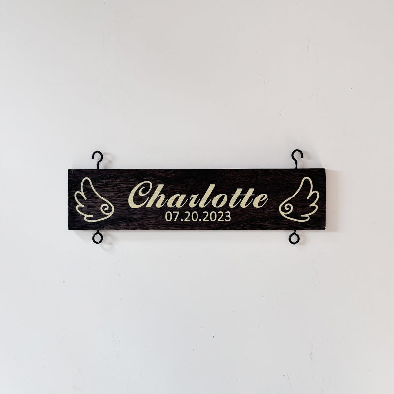 Custom Name Slat With Angel Wings for Departed Loved Ones - Add On For Existing Sign