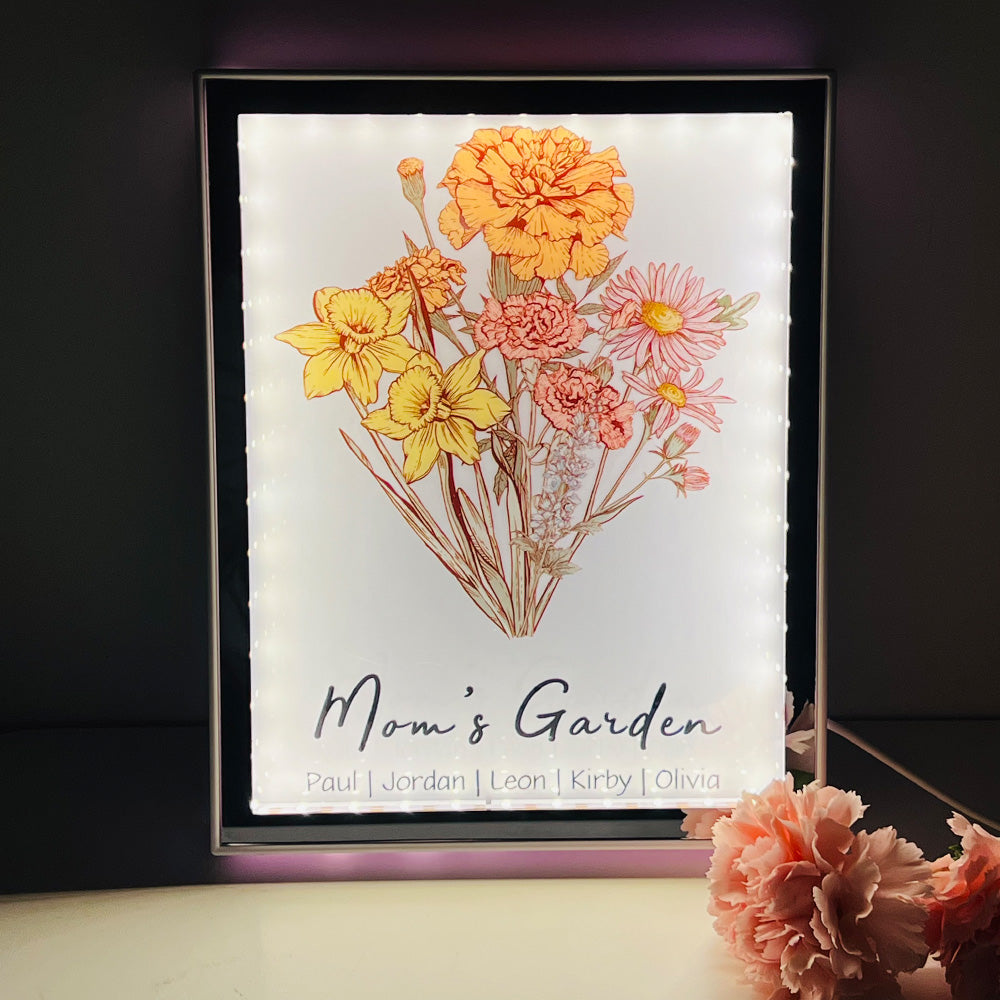 Custom Birth Flower Bouquet Night Light Mirror