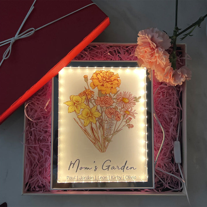 Custom Birth Flower Bouquet Night Light Mirror