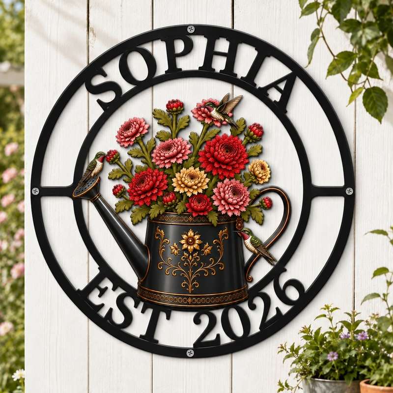 Personalized Garden Sign with Name and Birth Flower – Custom Gift for Mom or Grandma