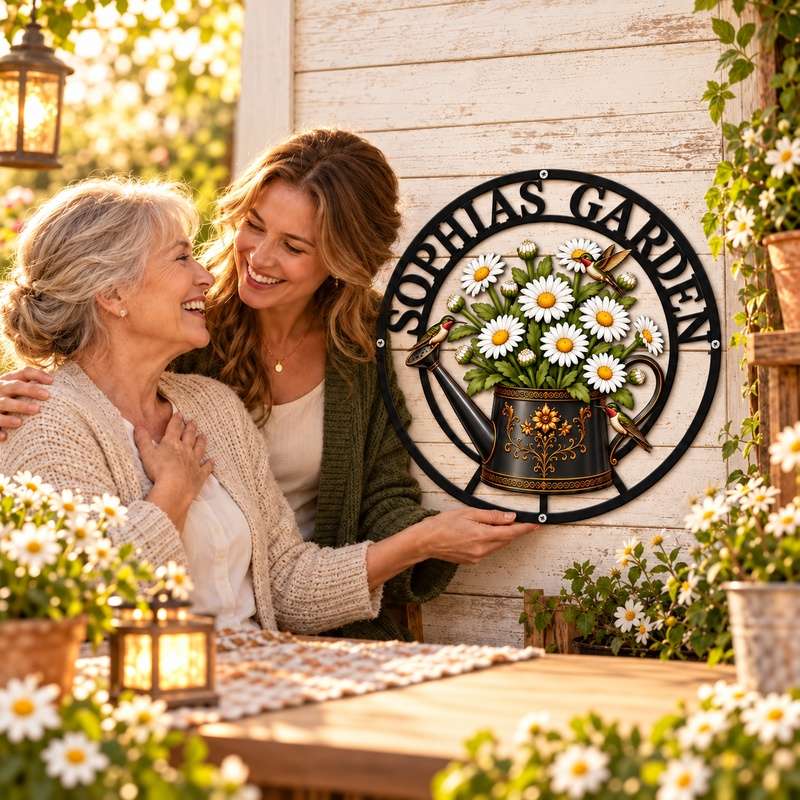 Personalized Garden Sign with Name and Birth Flower – Custom Gift for Mom or Grandma