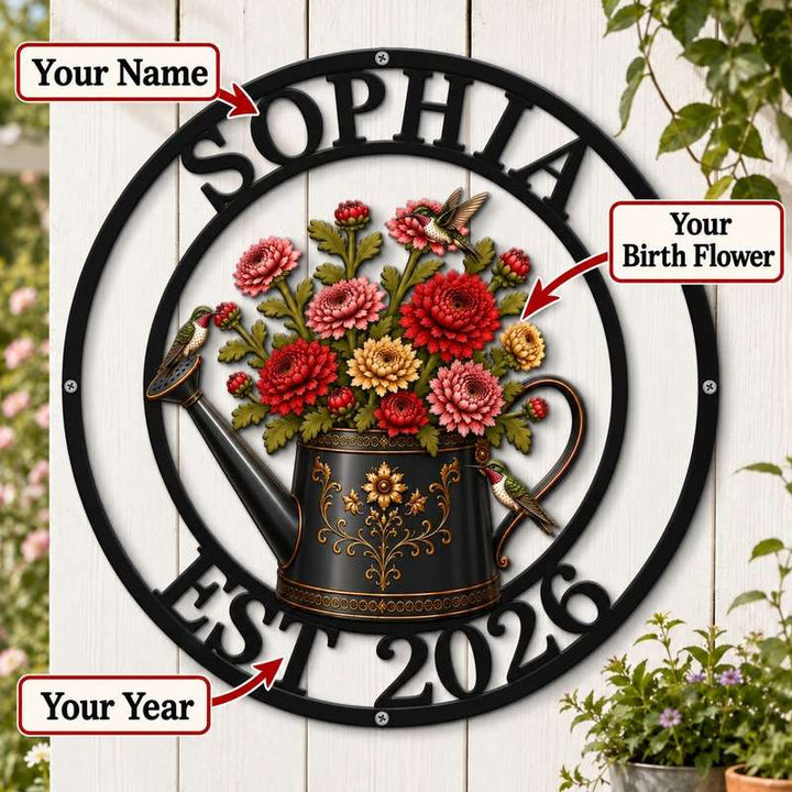 Personalized Garden Sign with Name and Birth Flower – Custom Gift for Mom or Grandma