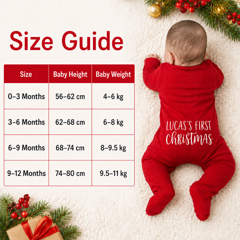 Personalized Baby’s First Christmas Organic Cotton Footed Romper