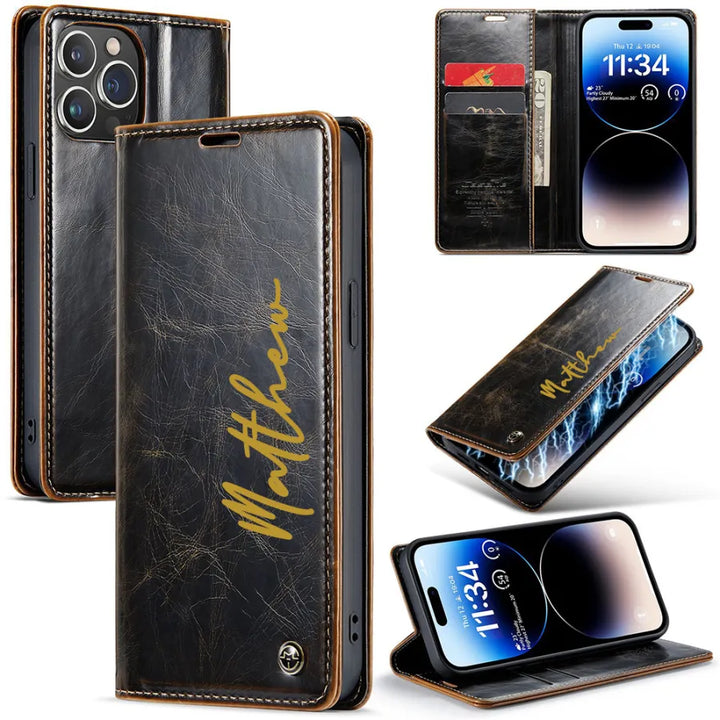 Personalized Leather Phone Case With Letters