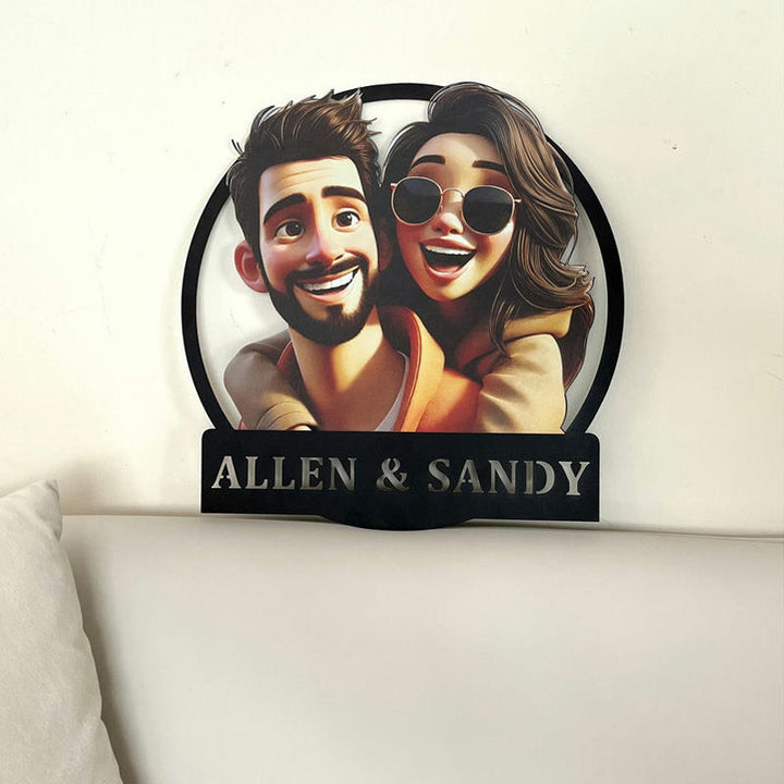 Personalized Round Cartoon Photo Frame Romantic Gift For Valentine's Day