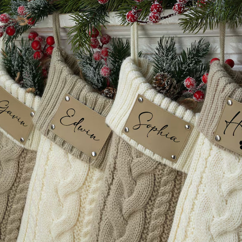 Personalized Hand Embroidered Christmas Stocking Decorations, Sock Gift Bags