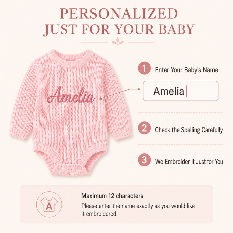 Personalized Baby Name Organic Cotton Knit Romper