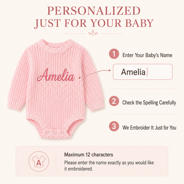 Personalized Baby Name Organic Cotton Knit Romper