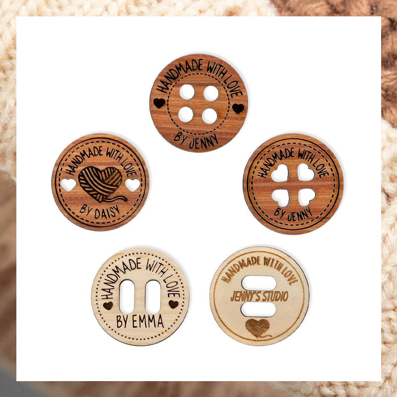 Personalized Handmade with Love Wooden Buttons