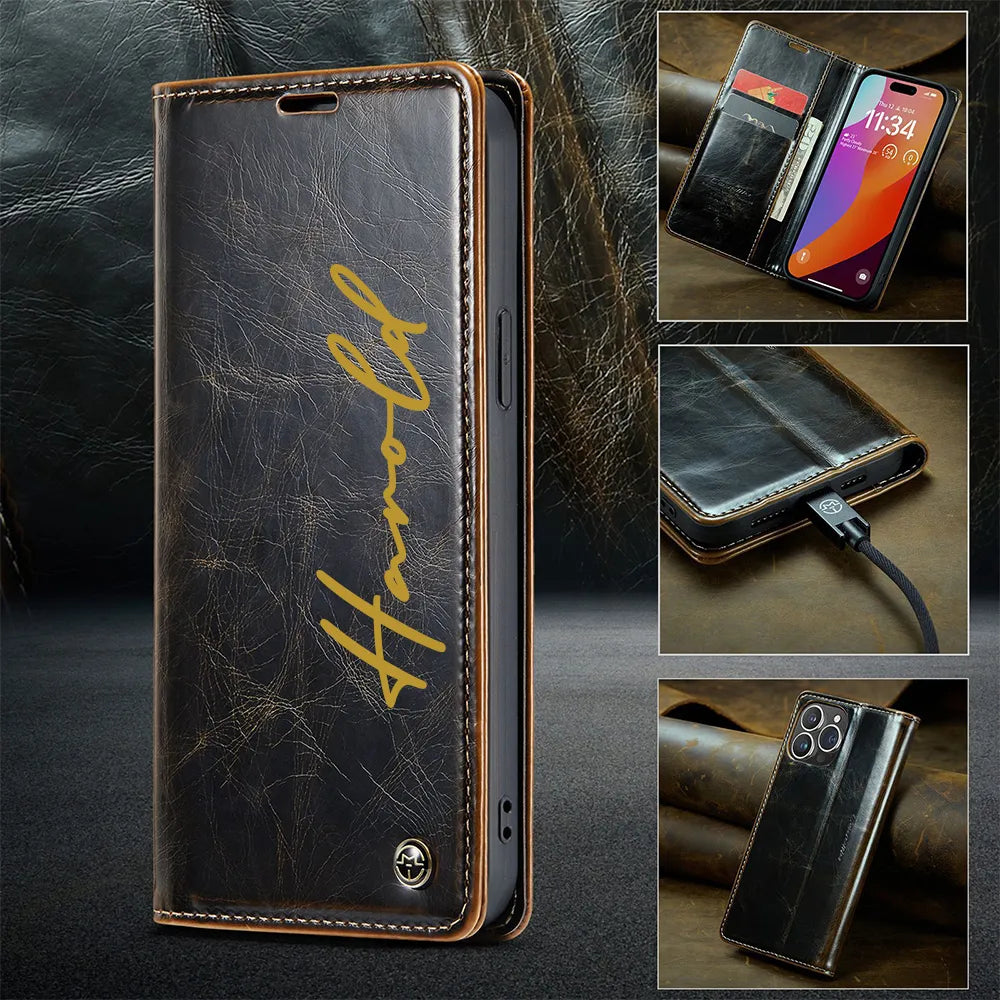 Personalized Leather Phone Case With Letters