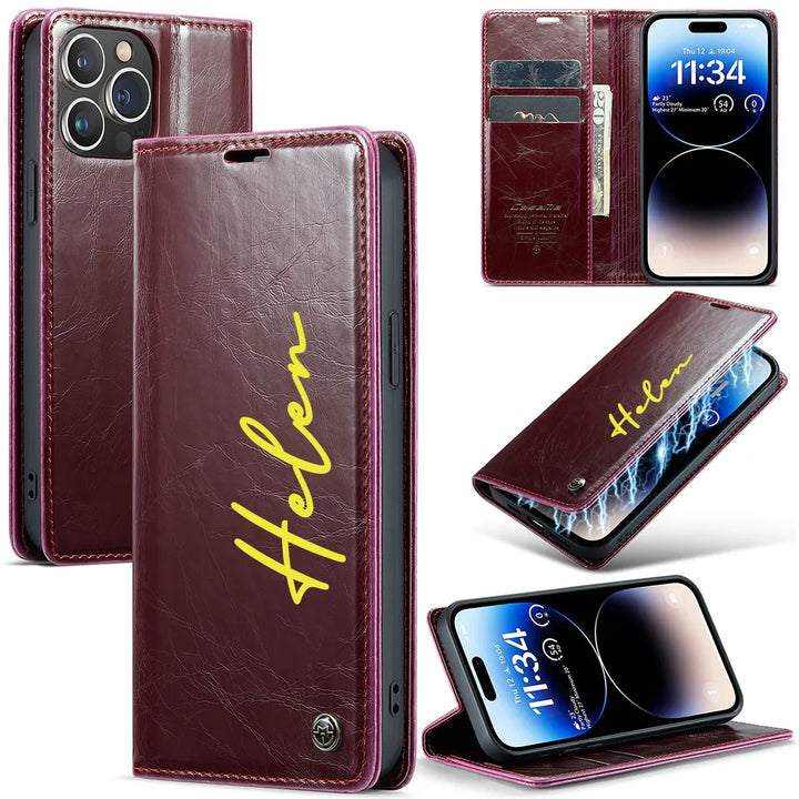 Personalized Leather Phone Case With Letters