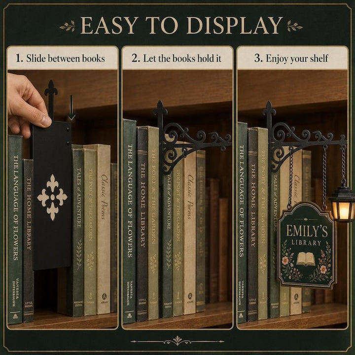 Personalized Bookshelf Sign with LED Lamp – Custom Home Library Decor for Book Lovers