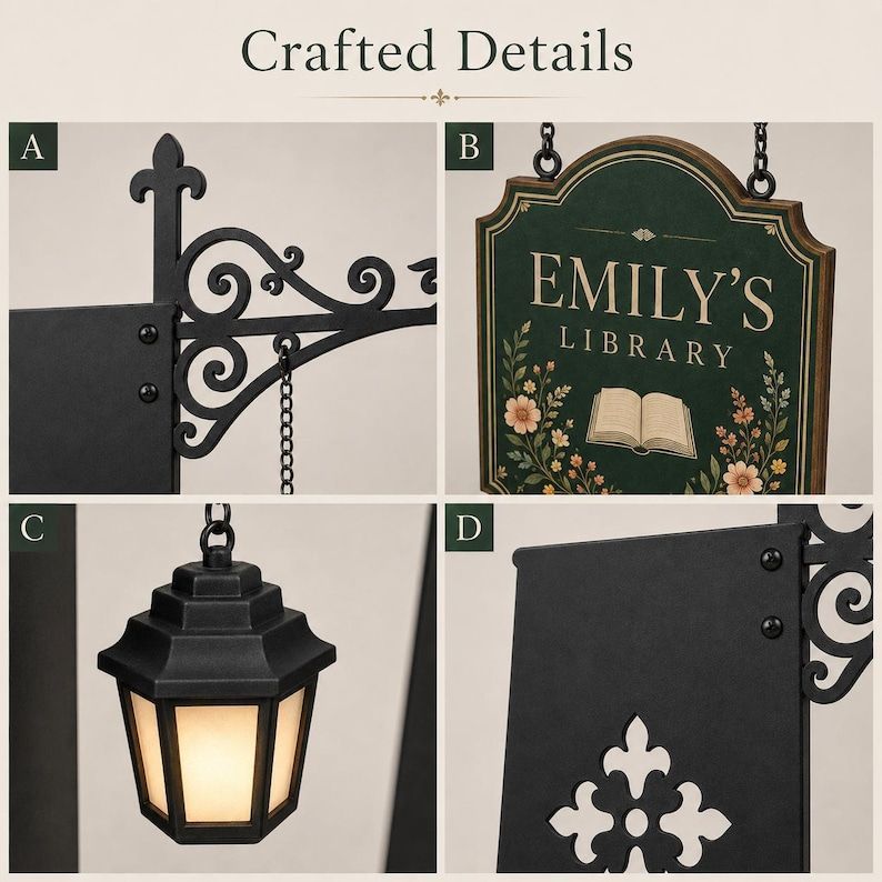 Personalized Bookshelf Sign with LED Lamp – Custom Home Library Decor for Book Lovers