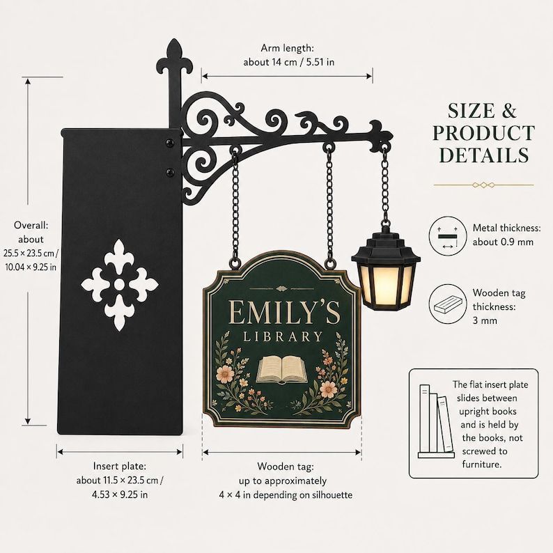 Personalized Bookshelf Sign with LED Lamp – Custom Home Library Decor for Book Lovers