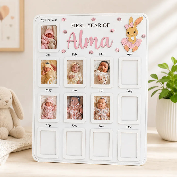 Ballerina Bunny – Personalized Baby’s First Year Photo Frame