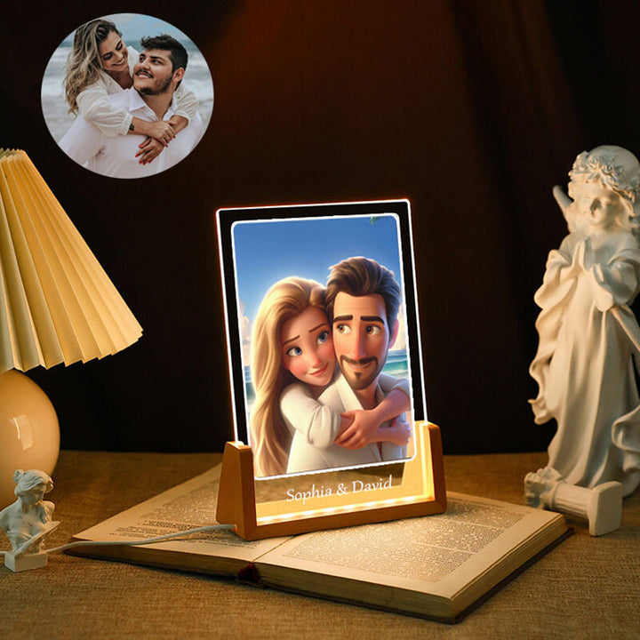 Personalized Cartoon Photo Lamp Sweet Gift for Couples