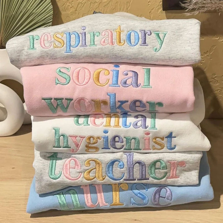 Custom Career Pastel Colors Embroidered Sweatshirt