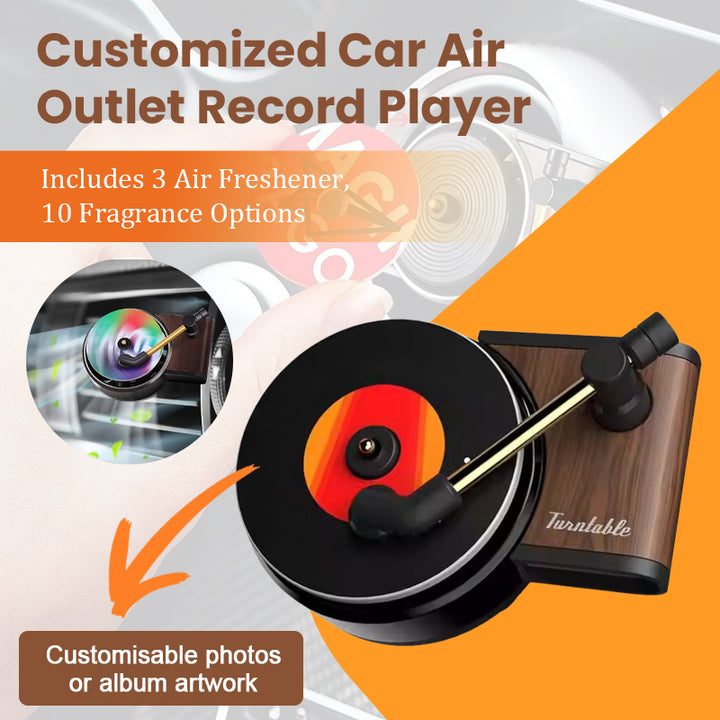 Customized Car Air Conditioning Outlet Record Player – Includes 3 Air Freshener, 10 Fragrance Options