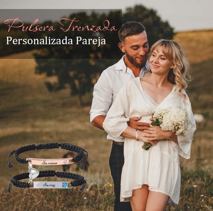 Pulsera Trenzada De Pareja Personalizada/Personalized Couple Braided Bracelet