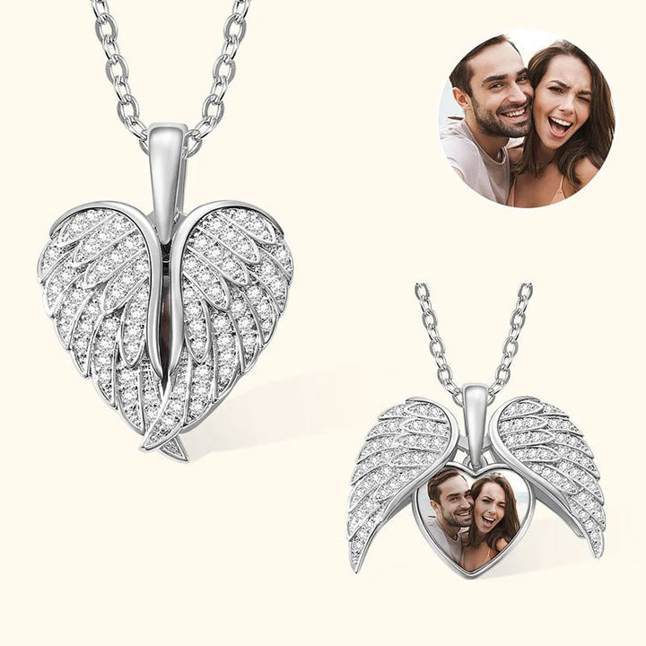 Personalized Heart Shaped Angel Wings Photo