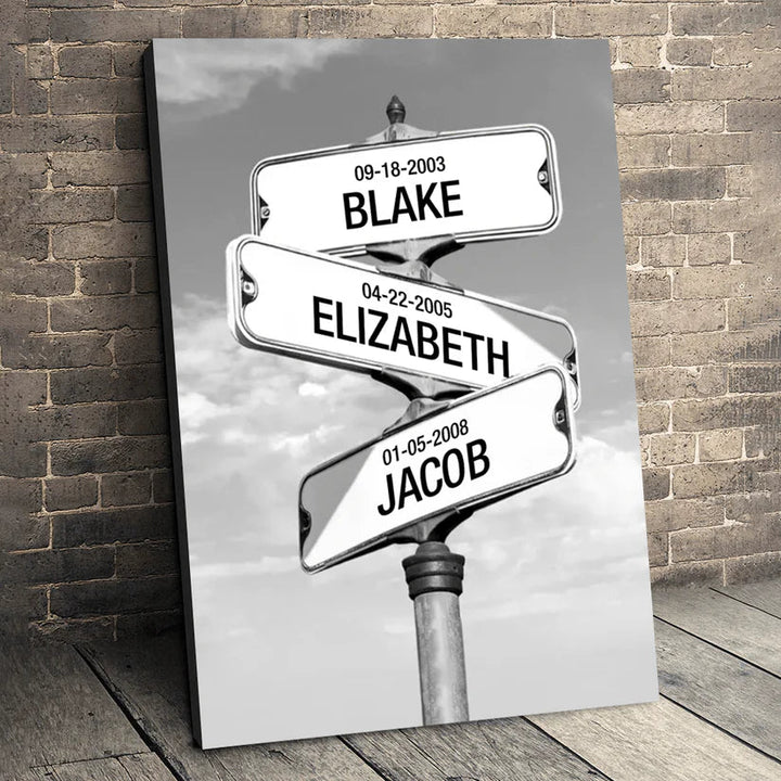 Crossroad of Love | Custom Child Names Premium Canvas