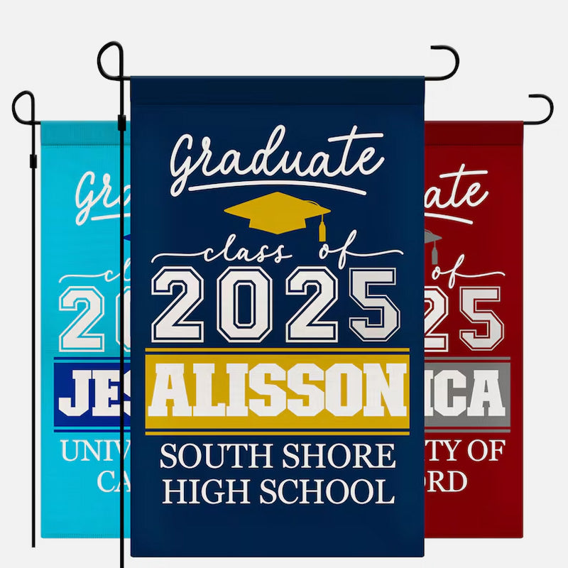 Personalized Graduation Garden Flag with Name and School Name