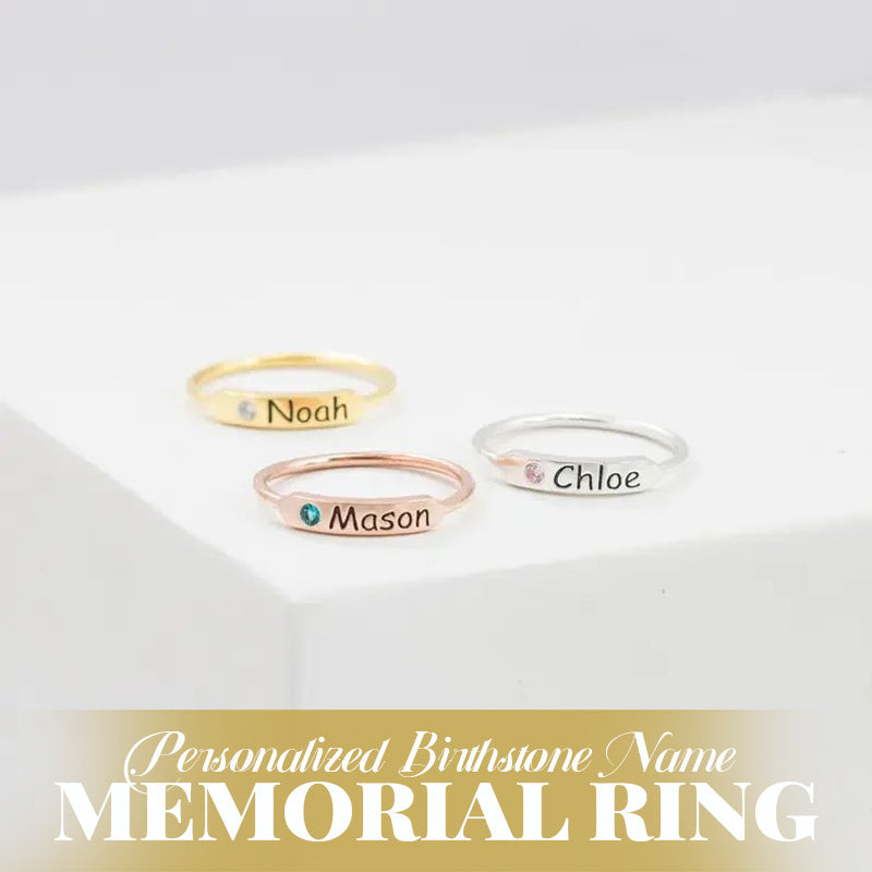 Personalized Birthstone Name Memorial Ring