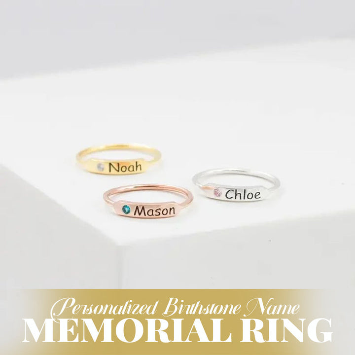 Personalized Birthstone Name Memorial Ring