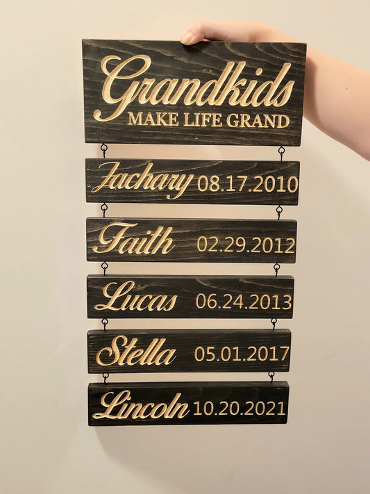 Personalized Engraved Grandchildren Hanging Decorative Sign