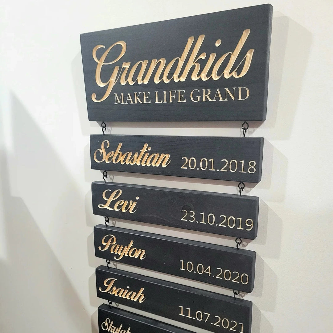 Personalized Grandkids Hanging Sign (Engraved) Family Keepsake