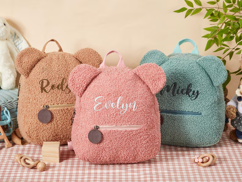 Personalised Fluffy Teddy  Bear Kids Backpack